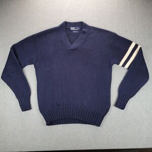 Vintage Polo‎ Ralph Lauren Mens M V Neck Heavy Cable Knit Sweater 100% Cotton